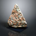 Natural Triangular Stone Decorative Piece With Colorful Surface And Black Base