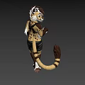 Anthropomorphic Animal Game Movie Character With Brown White Fur Black Shorts And Long Tail