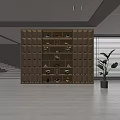 Large Grid Shelving Unit with Decorative Bowls Books and Ornaments Illuminated in Modern Bright Interior