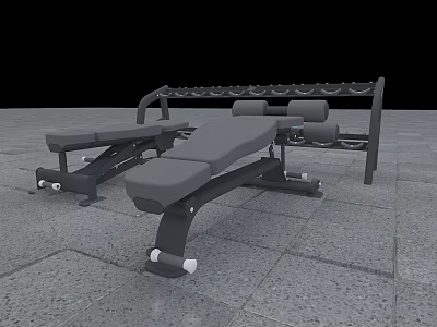 Fitness Equipment Weight Bench With Metal Frame Rack And Adjustable Black Padding 3d model
