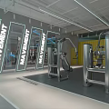 Modern Fitness Gym Interior With Glass Walls Movement Signage And Strength Equipment