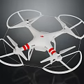 White Quadcopter Drone With Protective Propeller Guards And Red Accent Stripes 3d model
