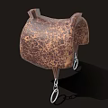 Detailed Brown Leather Saddle With Cracked Texture And Metal Ring Chain