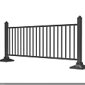 Municipal Road Guardrail Black Metal Design With Vertical Rails And Stable Posts
