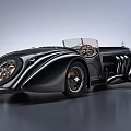 Vintage Black Convertible Classic Car With Retro Design And Open Top