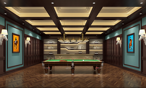 American Billiards Room Billiards Hall 3d model