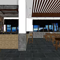 Traditional Teahouse Interior Design With Wooden Furniture Hanging Lanterns And Tea Tables