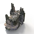 Modern 3D Model Of Weathered Stone Ruins With Brick Details And Tower Structures