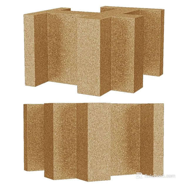 Elegant Brown Textured Side Table With Structured Layered Design And Wooden Finish 3d model