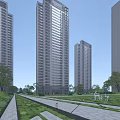 Modern High Rise Residential Building with Green Trees and Blue Sky Surroundings