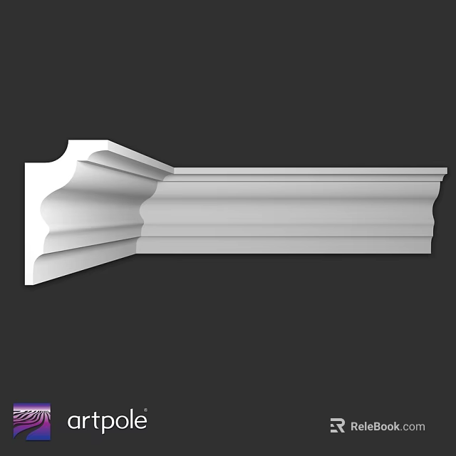 White Decorative Architectural Molding With Intricate Curved Design And Smooth Surface 3d model 