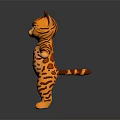 Cute Orange Spotted Cartoon Cat With Green Eyes Standing Arms Outstretched