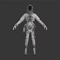 Futuristic Astronaut In White Spacesuit With Blue Helmet 3D Render Isolated On Dark Background