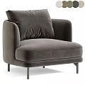 Beige Modern Leisure Chair With Plush Back Cushion And Black Metal Legs