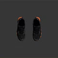 Dark Blue Lace Up Sneakers with Orange Soles and Sporty Casual Design