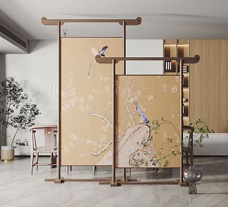 New Chinese Style Screen Partition 3d model