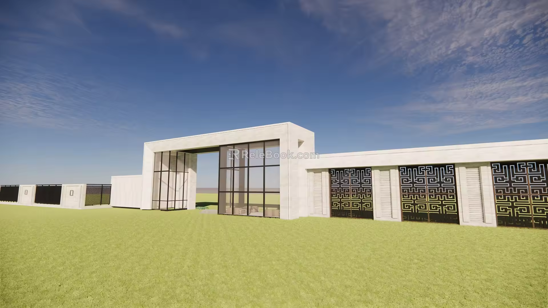 Community entrance gate SU model 3d model