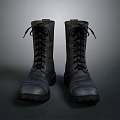 Black Military Style Tactical Boots With Lace Up Front And Durable Rubber Sole