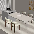 Cream wind island table and chair open table decoration painting 3d model