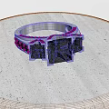 Stunning Silver Diamond Ring With Square Cut Center Stone On Concrete Pedestal