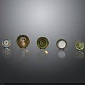 Colorful Decorative Household Plates With Unique Designs Various Patterns And Gold Accents