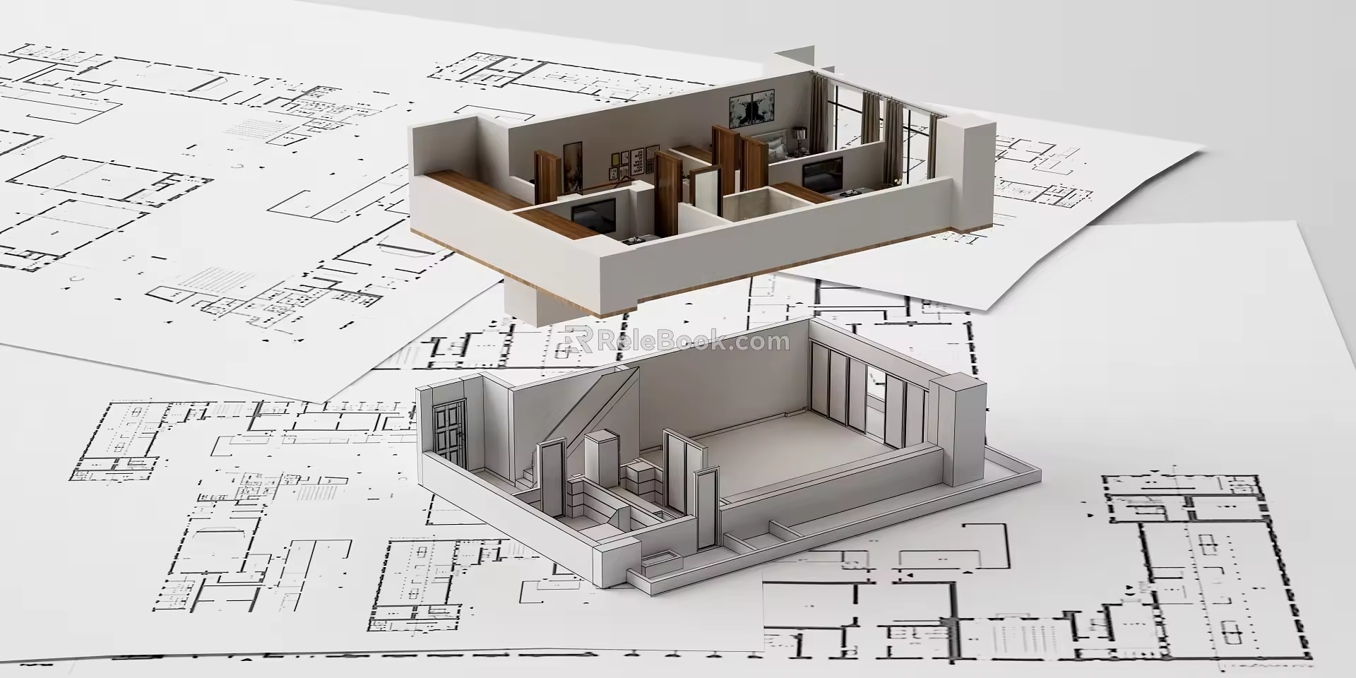 Modern Aerial View Household Map 3d model