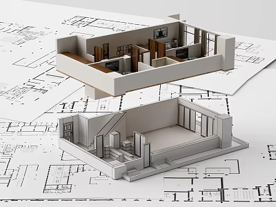 Modern Aerial View Household Map 3d model