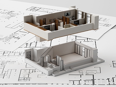 Modern Aerial View Household Map 3d model