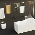 Modern Bathroom Accessories Including Bathtub Towel Racks Toilet Paper Holder And Shower Head