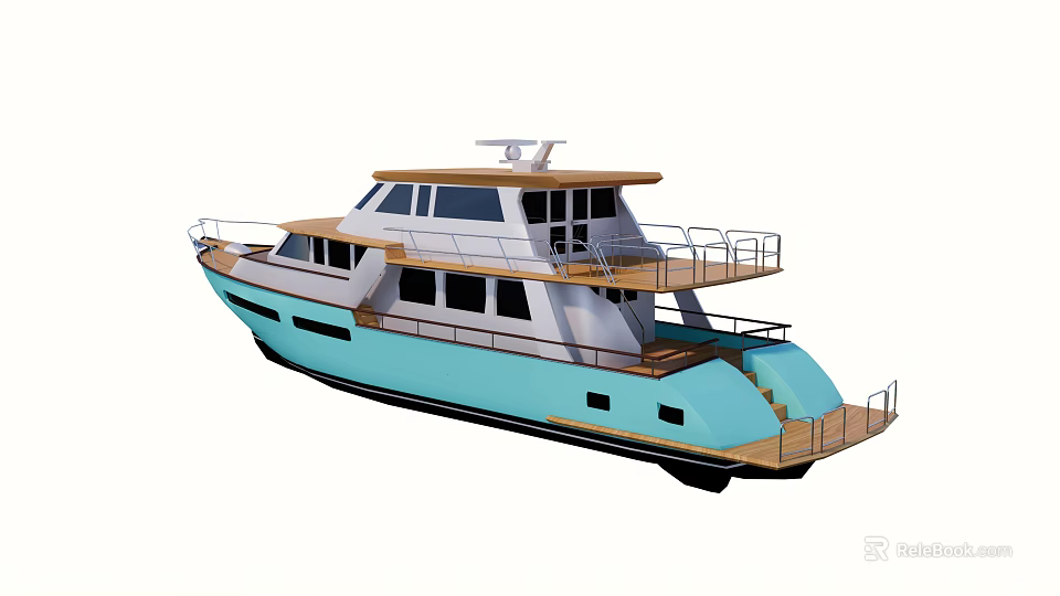 Modern Luxury Yacht With Multi Level Decks And Railings 3d model 