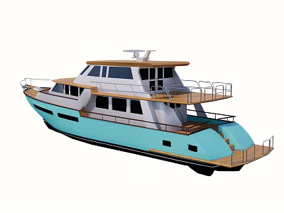 Modern Luxury Yacht With Multi Level Decks And Railings 3d model