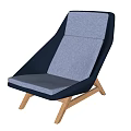 Stylish Modern Lounge Chair With Blue Gray Upholstery And Wooden Frame