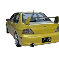 Yellow Sporty Sedan Car With Rear Spoiler And Alloy Wheels Grille Design