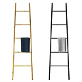 Bathroom Ladder Shelf with Bamboo and Black Design Hanging Towels for Bathroom Storage