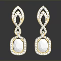 Elegant Gold Plated Earrings Inlaid With White Gemstone And Crystal Accents For Women Fashion Accessories