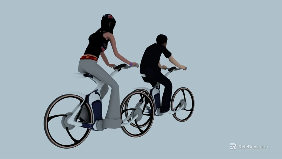 Two People Riding Modern Bicycles With Sleek Frames And Comfortable Seats 3d model 