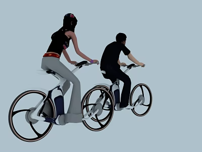 Two People Riding Modern Bicycles With Sleek Frames And Comfortable Seats 3d model