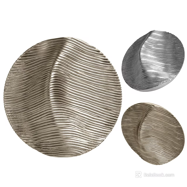 Modern Metallic Round Wall Decor with Wavy Texture and Different Tones 3d model 