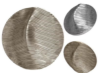 Modern Metallic Round Wall Decor with Wavy Texture and Different Tones 3d model