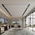 Modern Front Desk Reception Interior Design With Marble Counter And Glass Partitions
