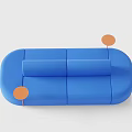 Blue Modern Multi Person Sofa With Modular Design And Orange Circular Accents 3d model