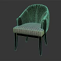 Elegant Modern Chair With Curved Black Backrest Decorative Studs And Light Gray Fabric Seat