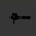 Modern Multi Barrel Machine Gun Featuring Metallic Structure Shiny Barrels And Mechanical Parts