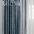 Modern Curtains Roman Blinds Curtain Tulle 3d model