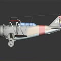 Vintage Biplane Model With Red Wings Gray Fuselage Blue Cockpit And Colorful Tail Propeller