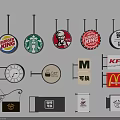 Commercial Light Boxes Displaying Various Brand Logos Different Shapes And Hanging Designs