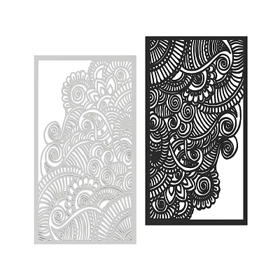 Decorative Ornament Set with Intricate Swirl Floral Cut Out Patterns Silver Black Home Decor Pieces 3d model