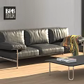 Modern Black Leather Sofa Coffee Table Set With Metal Legs And Colorful Throw Blanket