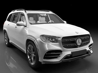 White Mercedes SUV Luxury Exterior Design With Sleek Body And Alloy Wheels Front View 3d model