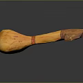 Handcrafted Wooden Household Utensil With Natural Texture And Red Accent Band